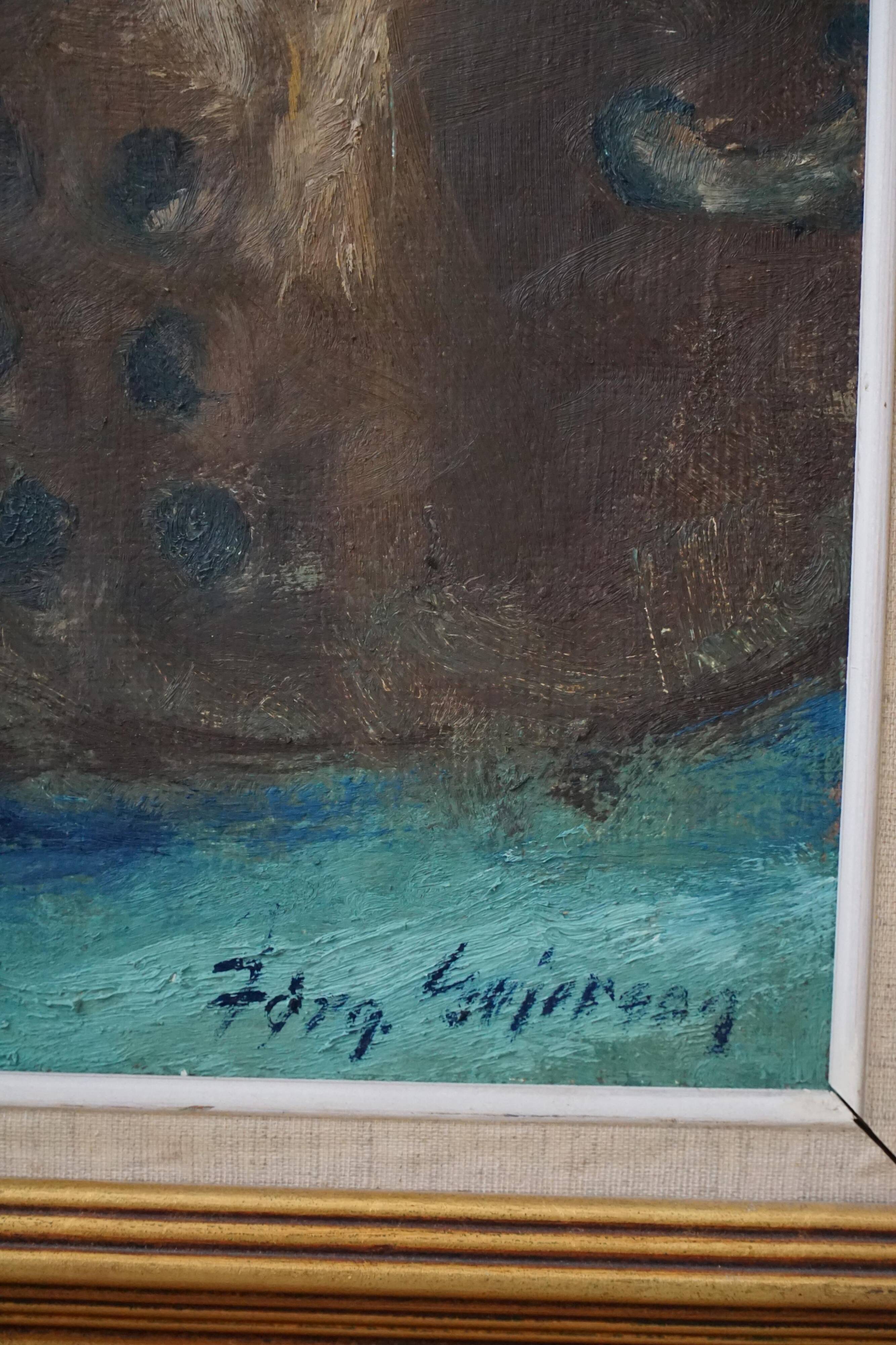 Oil painting by Jørgen Sejersen, Mid-century Modernism, 1960s