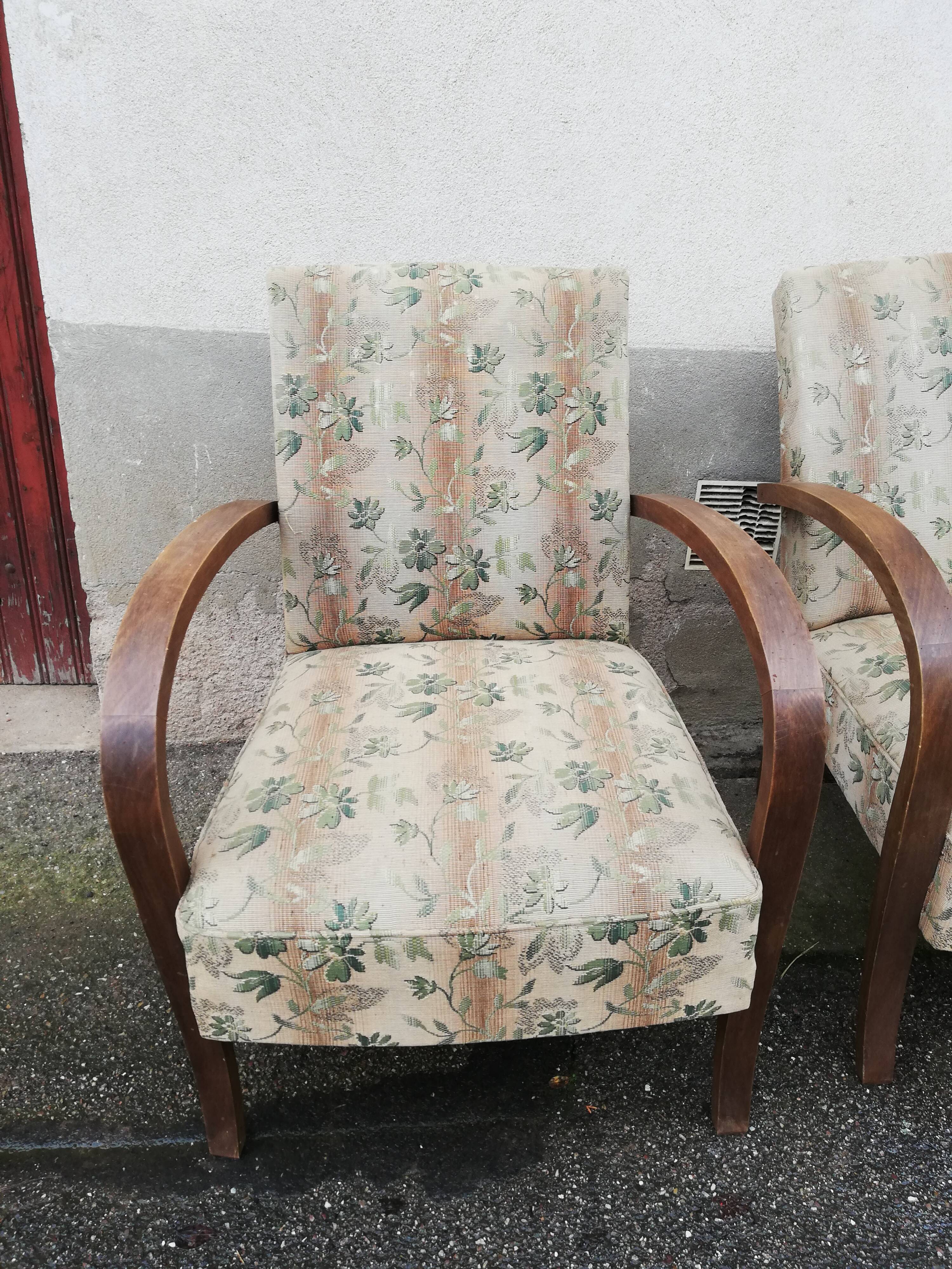 Paire de fauteuils années 50 tissu fleuri