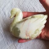 Statuette swan in onyx marble or aragonite