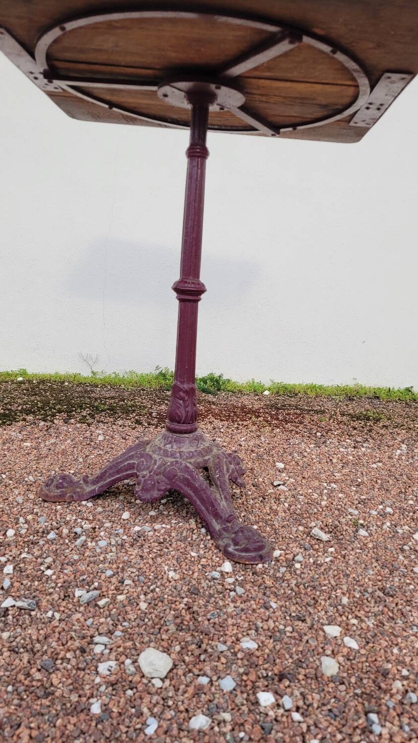 Antique cast iron bistro restaurant pedestal table - 1900s