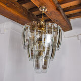 Black Veca chandelier 3 levels, Murano glass, Italy, 1970