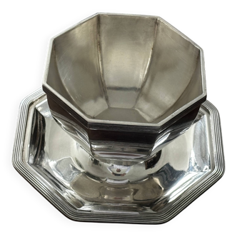 Saucière sur plateau en métal argenté Christofle, vers 1930