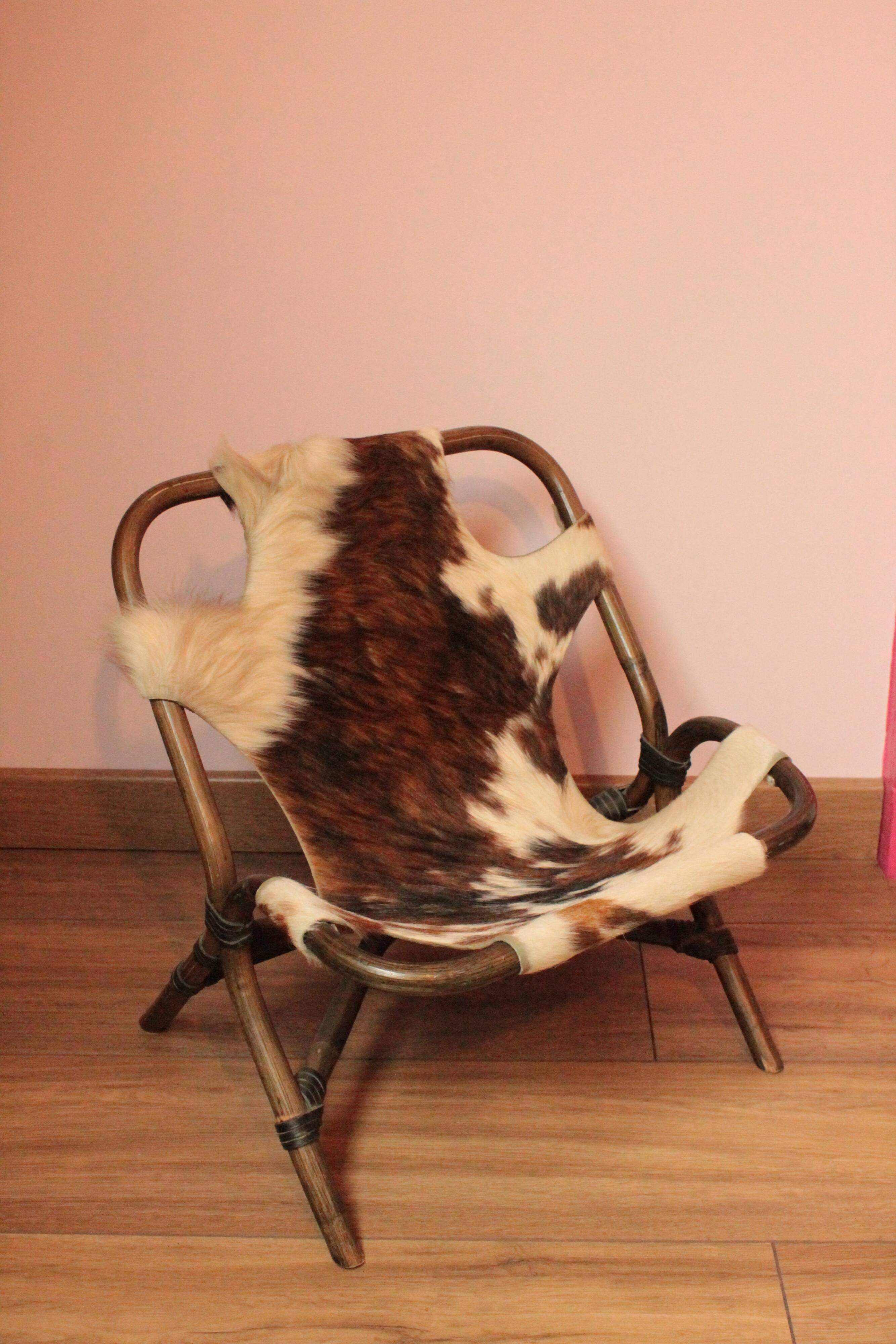 Vintage cowhide chair for children