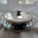 Stainless steel serving bowl with lid + matching tray