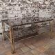 Table basse double plateau vintage en laiton et verre fumé – Années 70
