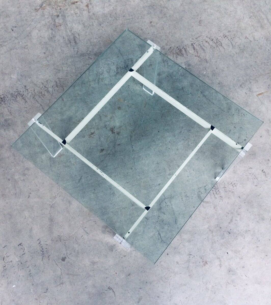 Danish Poul Kjaerholm Style Metal, Acrylic Glass & Glass Coffee Table, 1960s