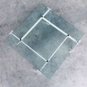 Danish Poul Kjaerholm Style Metal, Acrylic Glass & Glass Coffee Table, 1960s