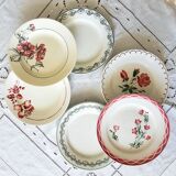 Old flat plates mismatched in earthenware