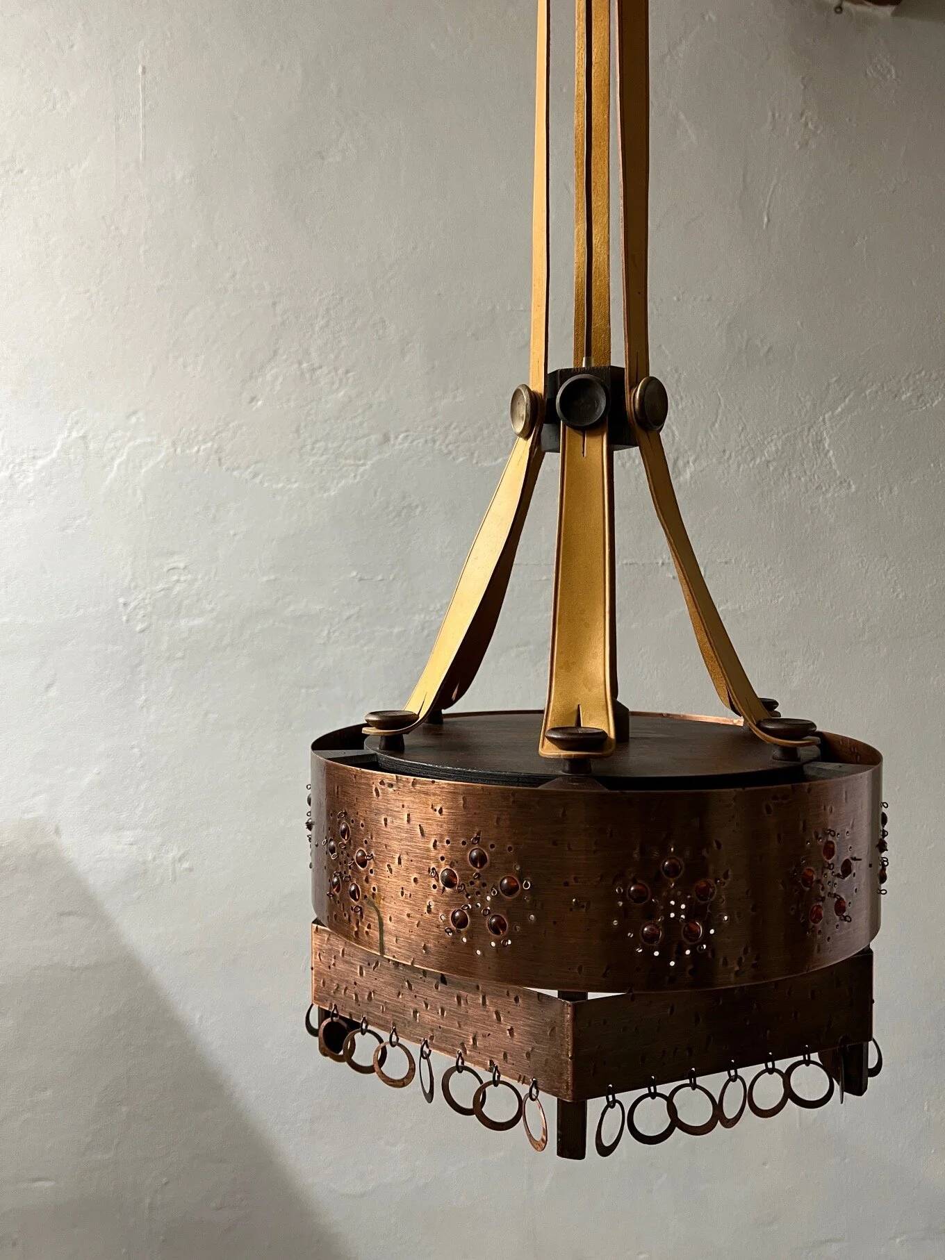 Arts and crafts metal ceiling lamp | Sweden | 1920s