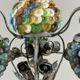 Set of three lamps in bronze and polychrome Murano glass, 20th century