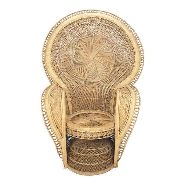 Emmanuelle in rattan and wicker armchair Italy 1960's — Beyit