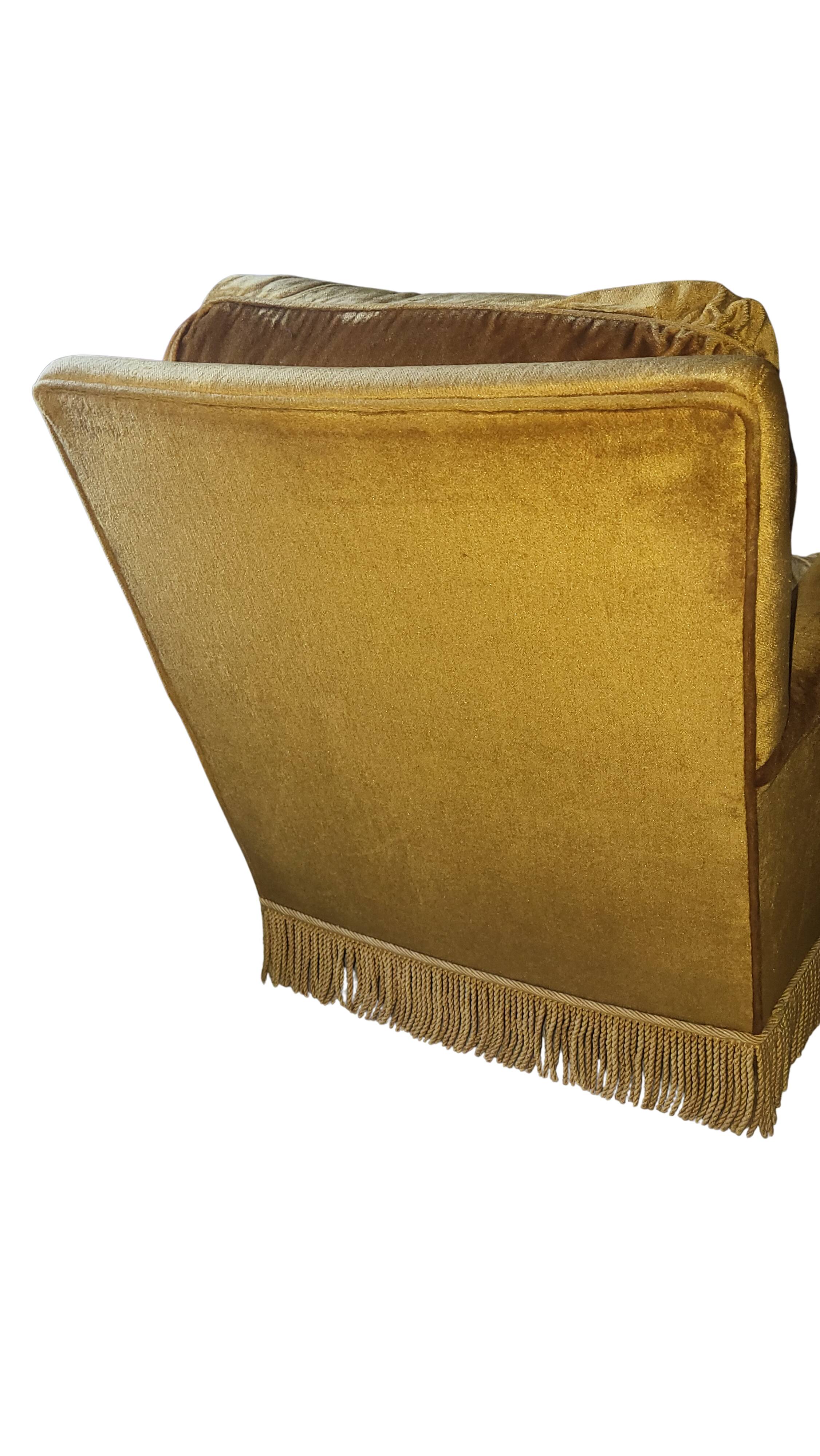 Pair of vintage gold velvet armchairs - excellent condition