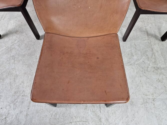 6 chaises de salle à manger en cuir vintage, années 1960