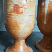 Four potter's mugs turned in vintage light stoneware