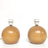 Pair of foot of lamps in wood