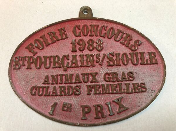 Plaque concours agricole foire saint-pourçain-sur-sioule animaux gras culards femelles