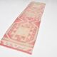 Tapis de couloir anatolien vintage rose et vert