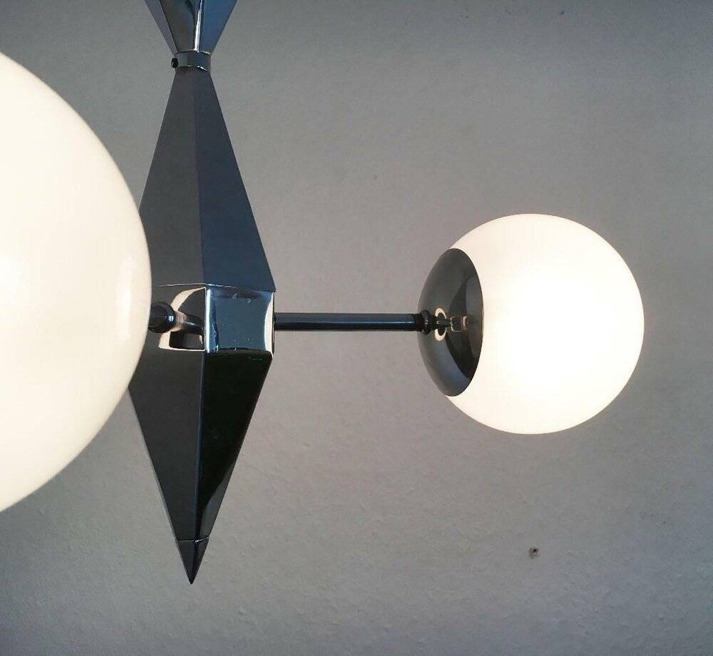 Art Deco Metal and Glass Chandelier