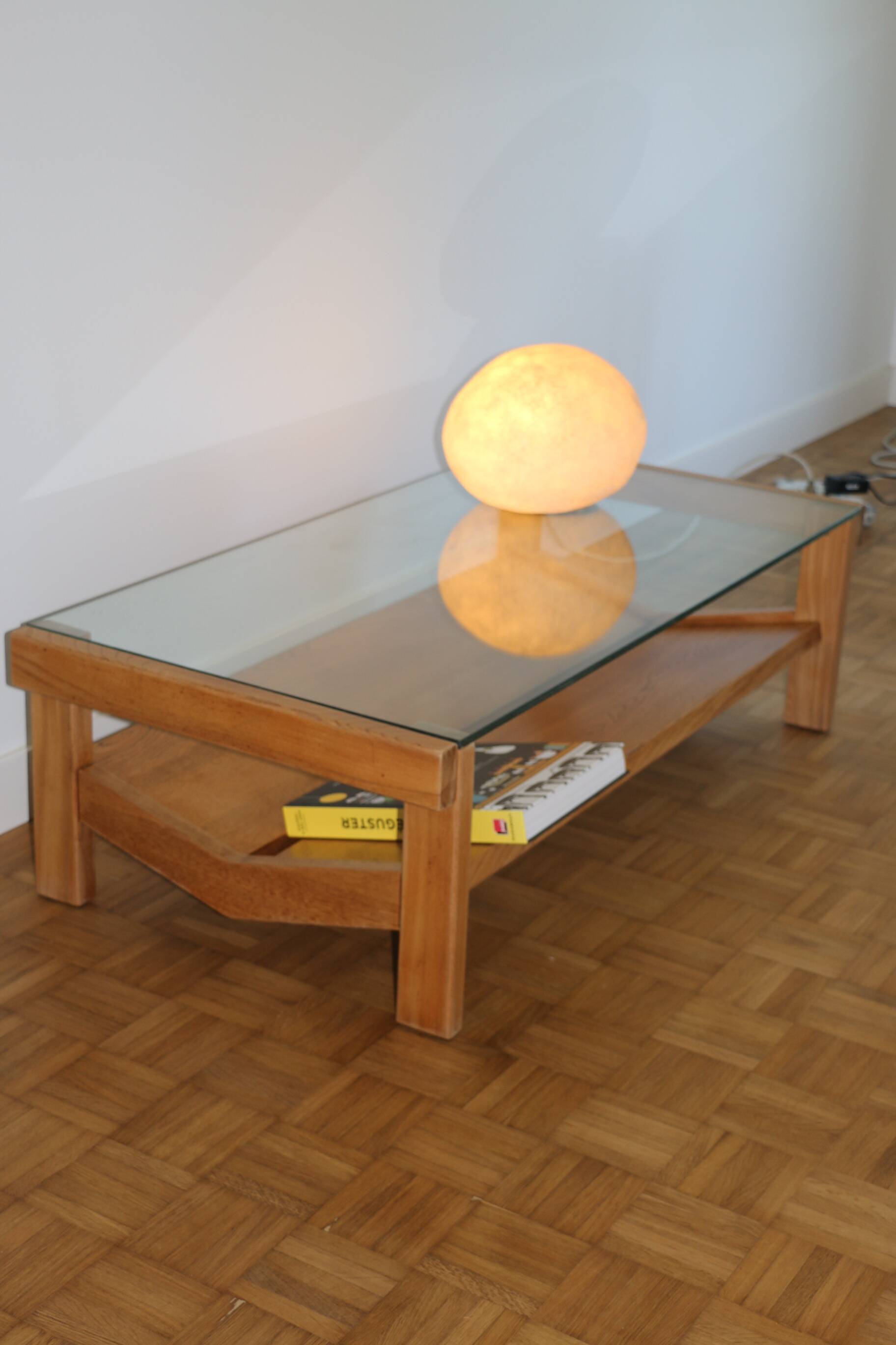 Oak and glass coffee table 1960