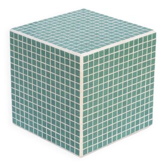 Cube bleu céladon table d'appoint 33x33 cm