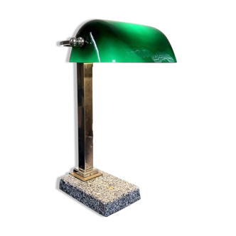Vintage desk lamp - green opaline - chrome metal - art deco modern design