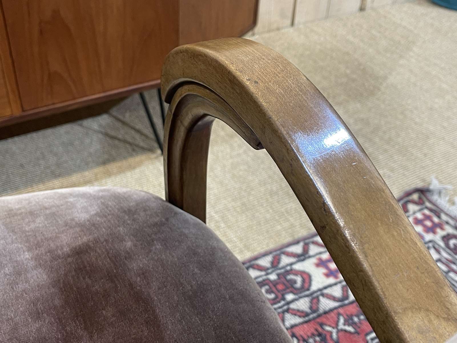 Art Deco bridge armchair in beech