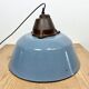 Industrial Grey Enamel and Cast Iron Pendant Light with Glass Cover, 1960s