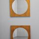 1970s Pair of Oak Large Square Mirrors, Czechoslovakia