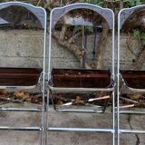 6 chaises pliantes en Plexiglas fumé et métal chrome Chaisor 1970