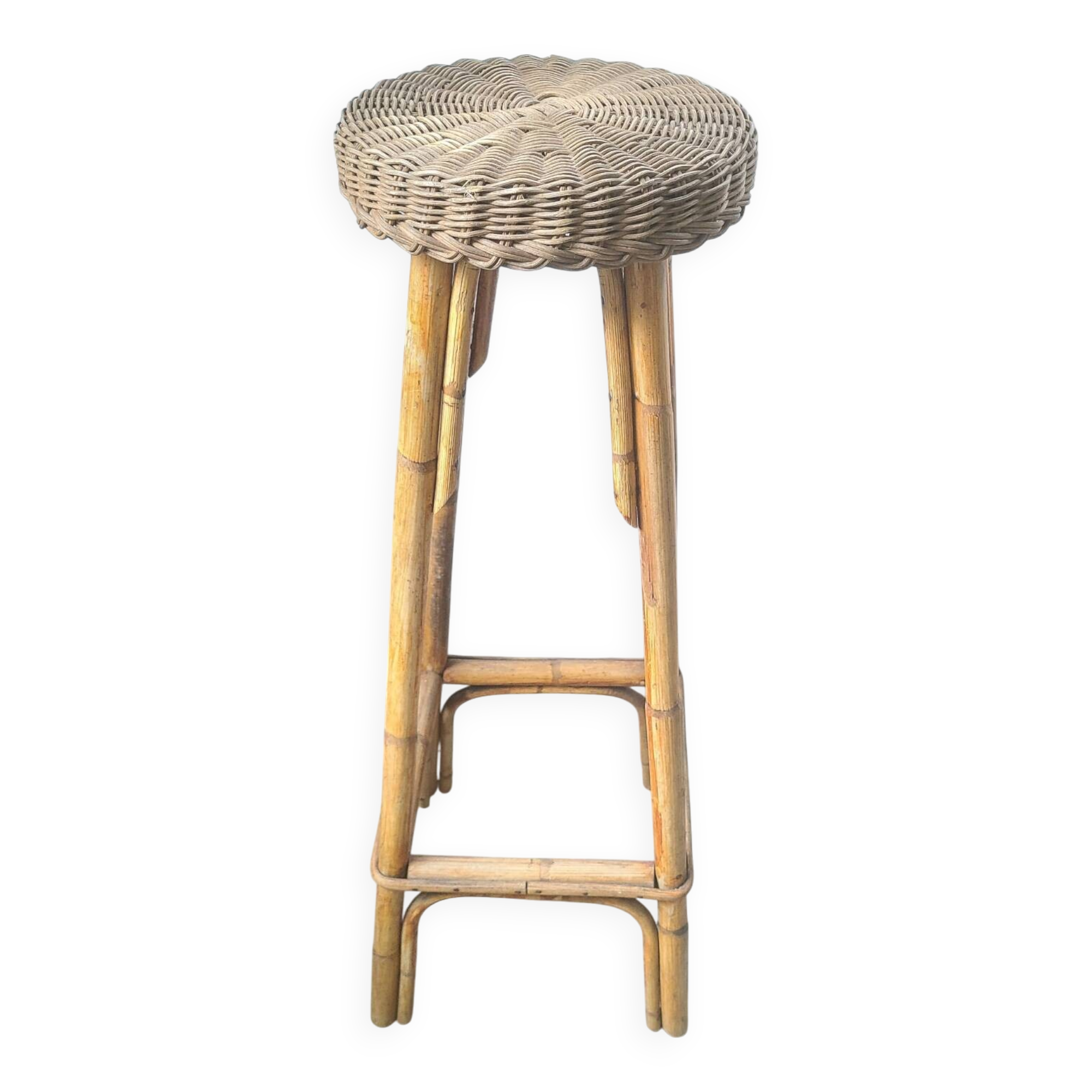 Vintage bamboo rattan wicker plant holder