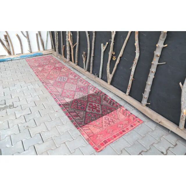 Tapis couloir turc vintage noué à la main des années 1960 - 82x361