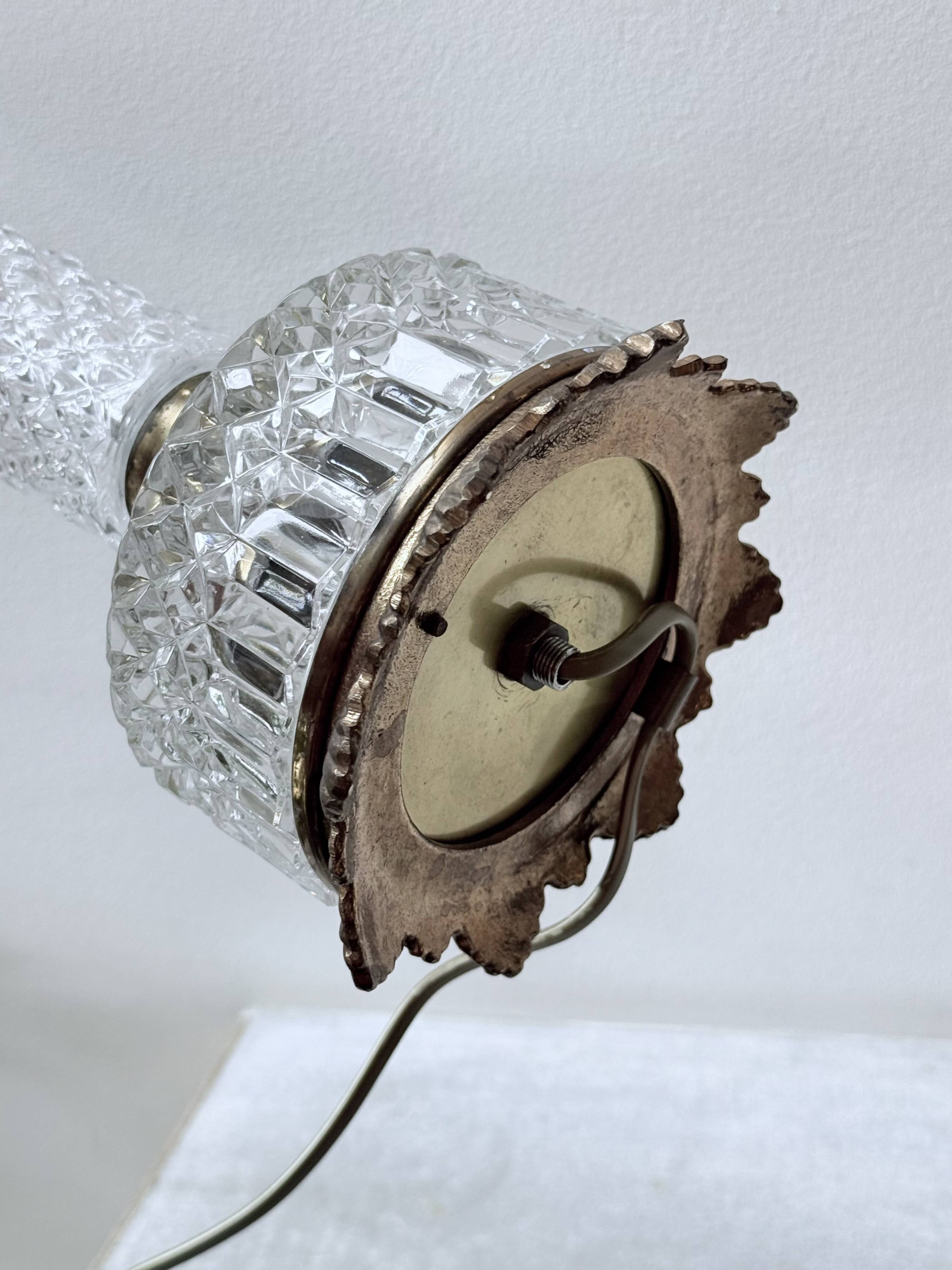 Vintage lamp 1960 Glass and Brass