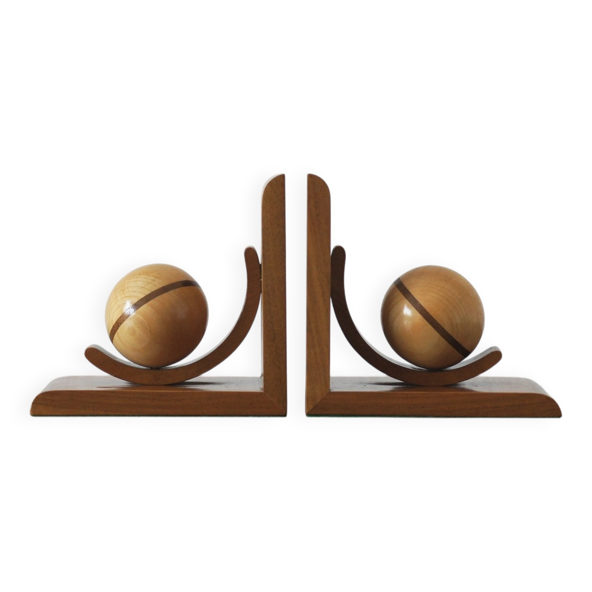 Mid-century modern wooden bookends, 1940s, set of 2