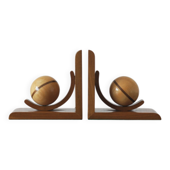 Mid-century modern wooden bookends, 1940s, set of 2