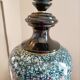 Large ceramic lamp base in blue, gold and black