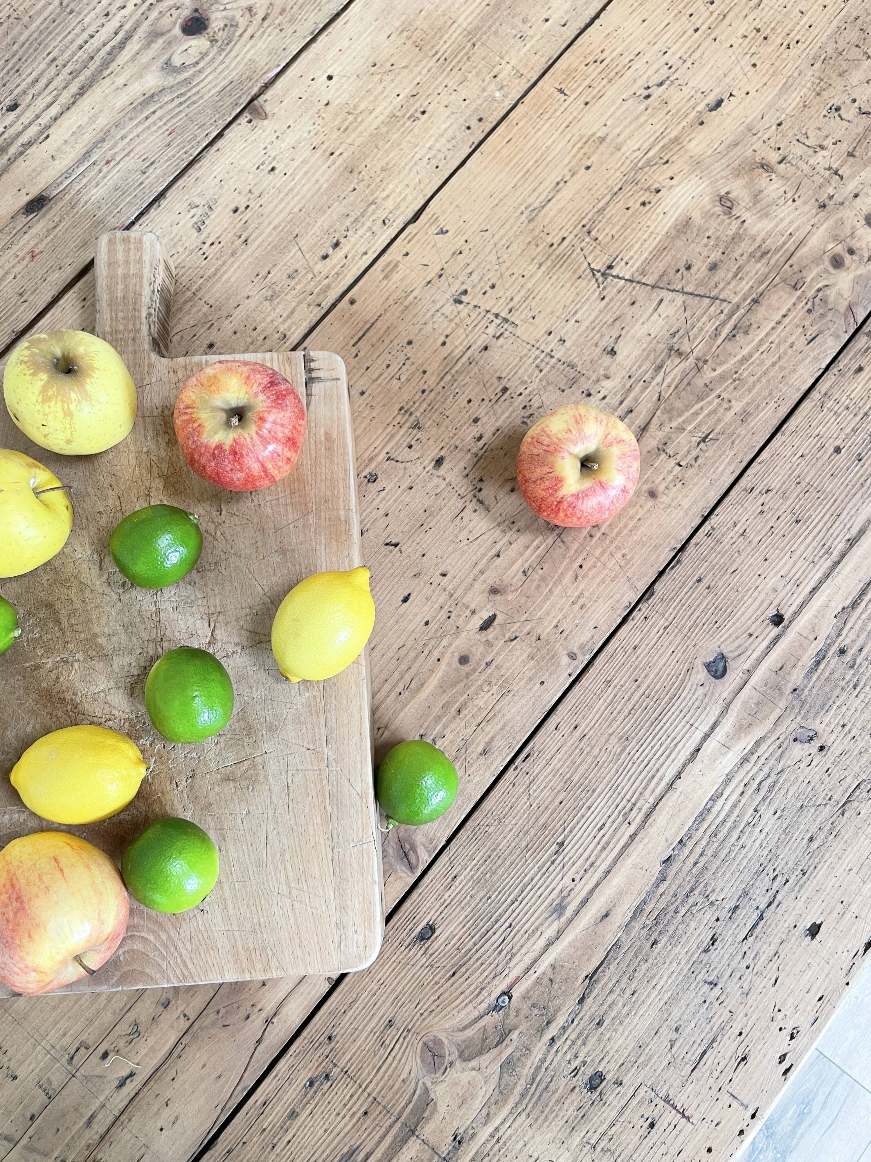 Solid wood workshop table with straight legs.