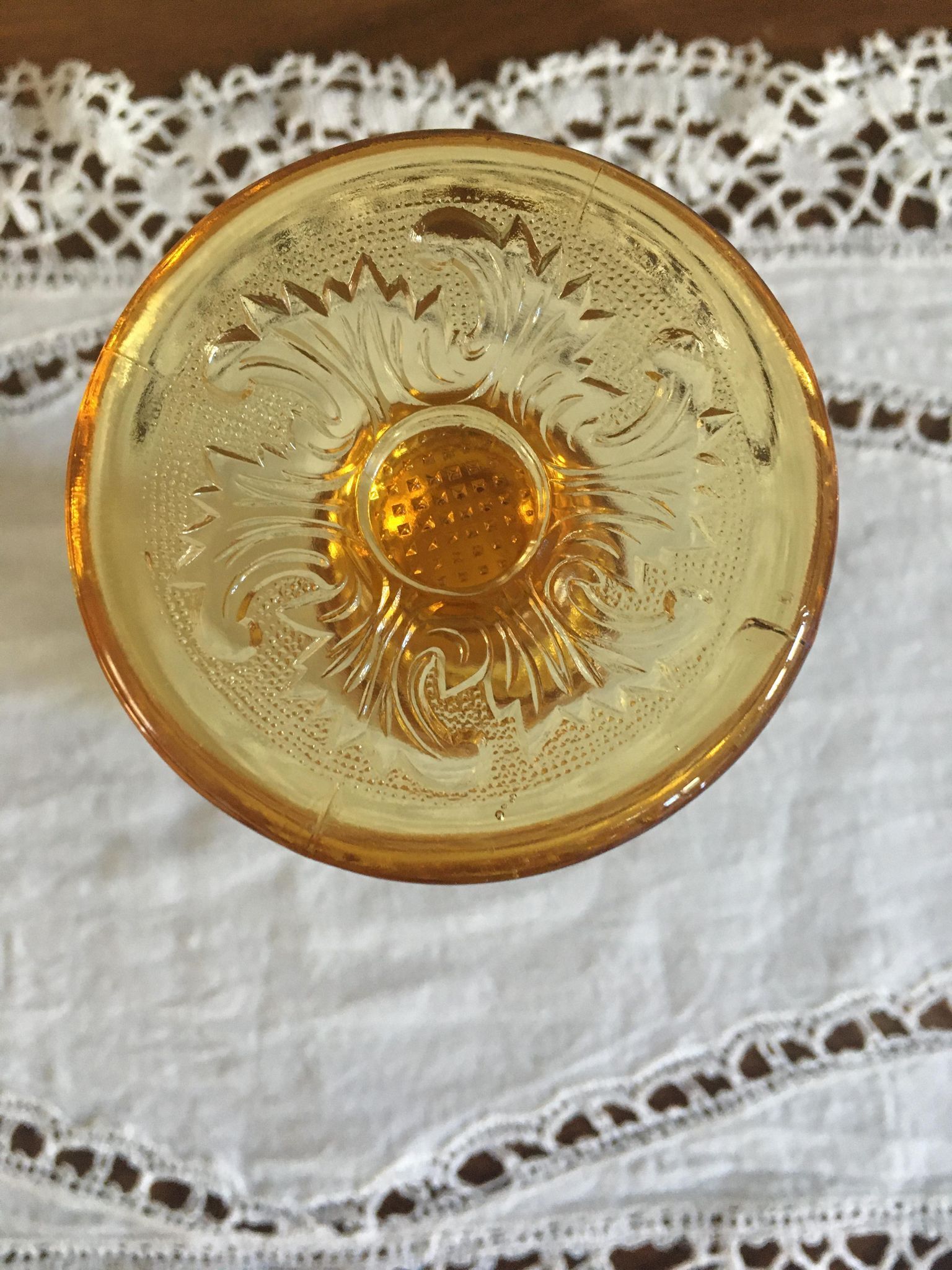 Old flutes in molded glass, pressed