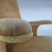 1950s, Danish armchair, furniture velour, ash wood legs.