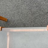 Pair end of sofa vintage wood smoked glass coffee table 1970