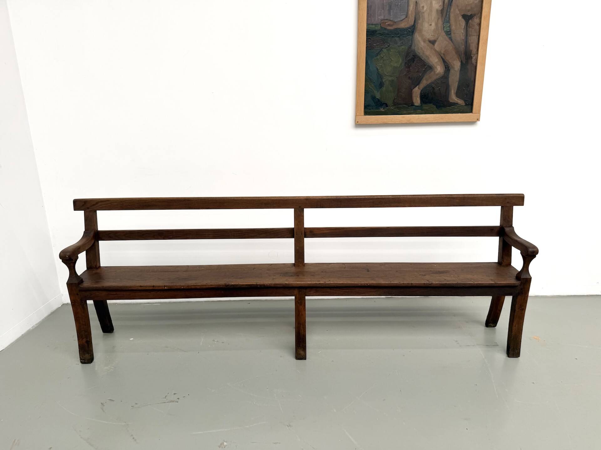 Banc de communauté en chêne massif, 1900