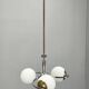 Chandelier en chrome et verre opalin Art Déco tchèque, années 1930