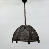 Vintage rattan and webbing hanging lamp 1970s retro
