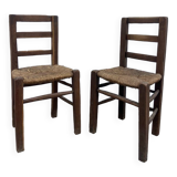 Paire de chaises en bois brut