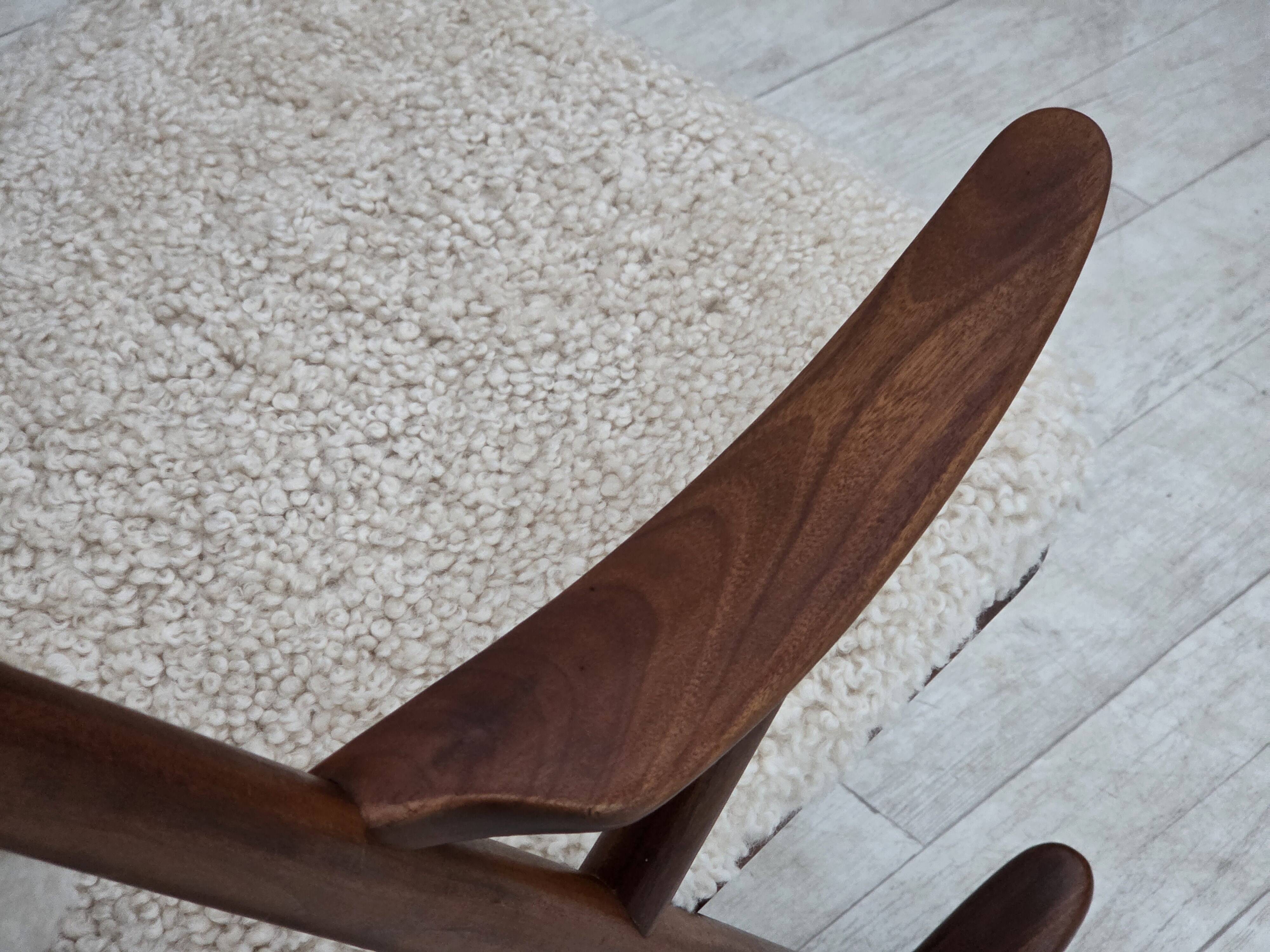 1960s, Danish rocking chair by Frank Reenskaug, model 182, sheepskin.