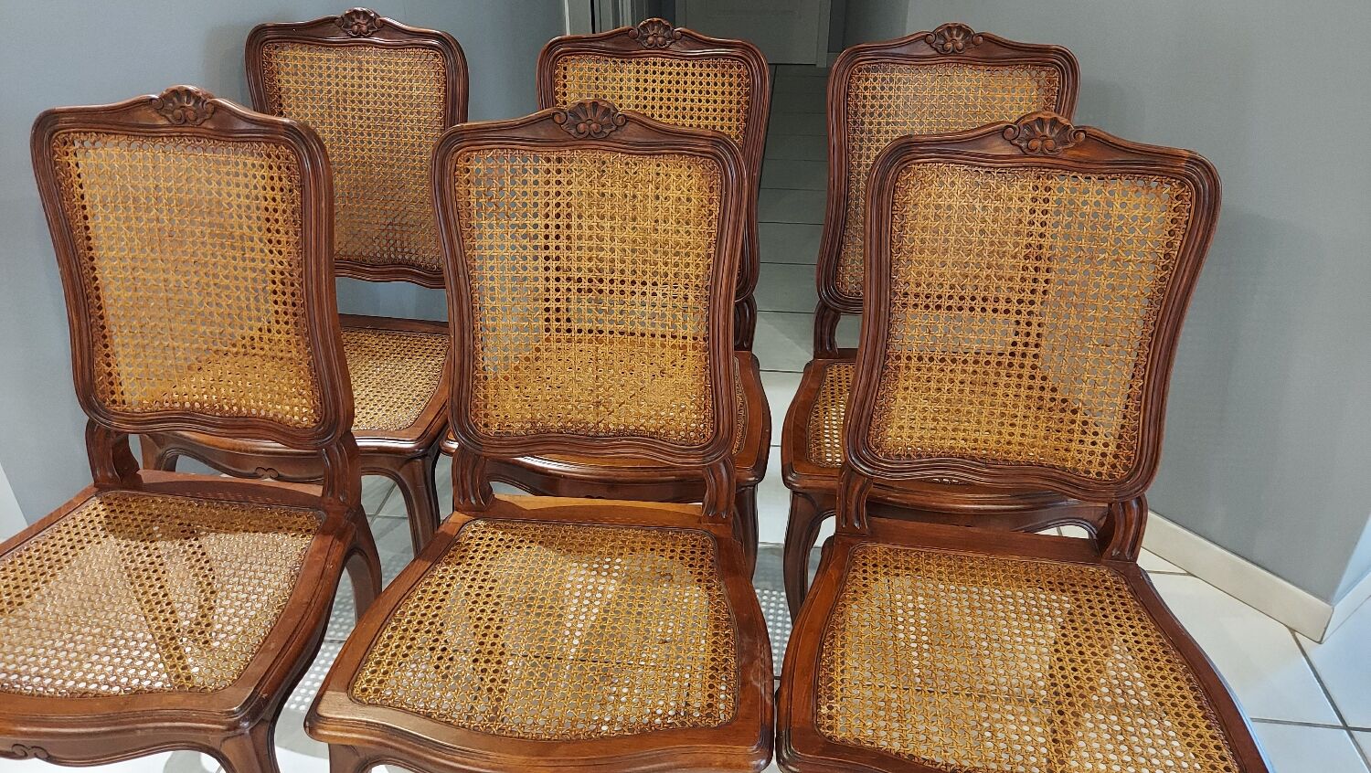 Suite of 6 chairs cans style Louis XV millieu XXeme