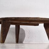 Table basse ronde ancienne en bois massif (c.1920)