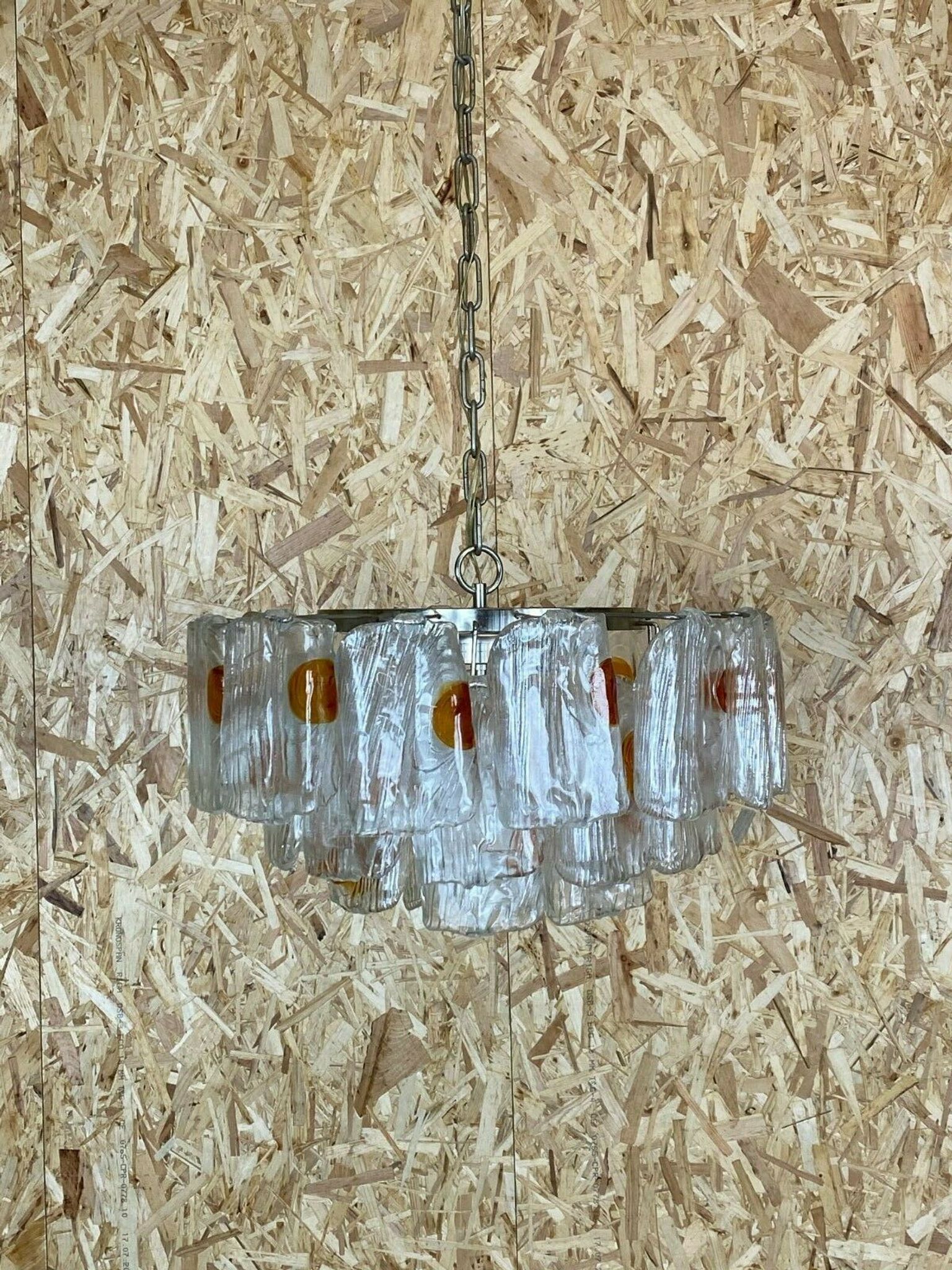 XL 60s 70s Murano Glass Chrome Chandelier Chandelier Glass Space Age 60s v