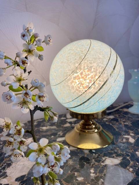 Art Deco lamp in blue Clichy glass