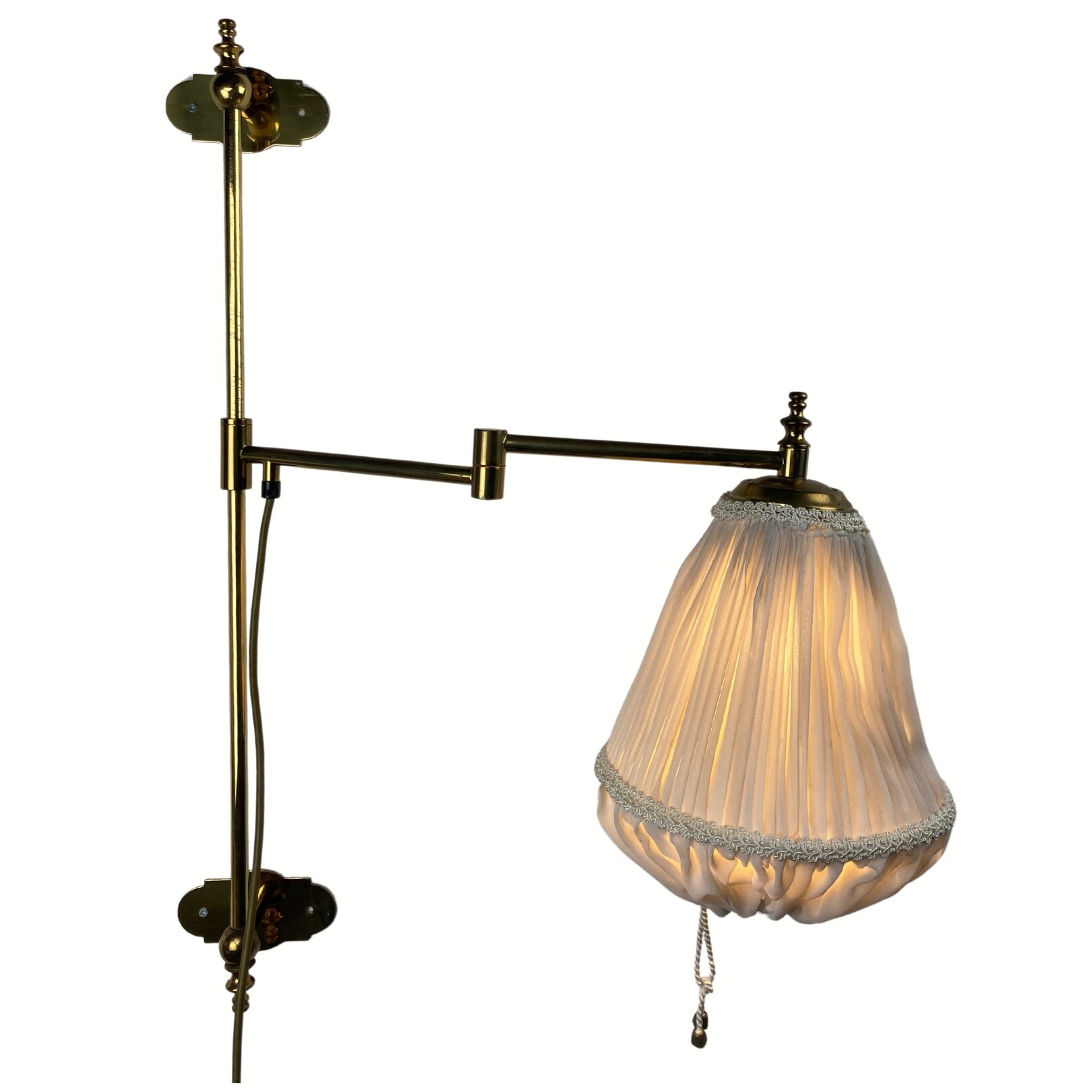 Brass art deco swivel arc wall lamp