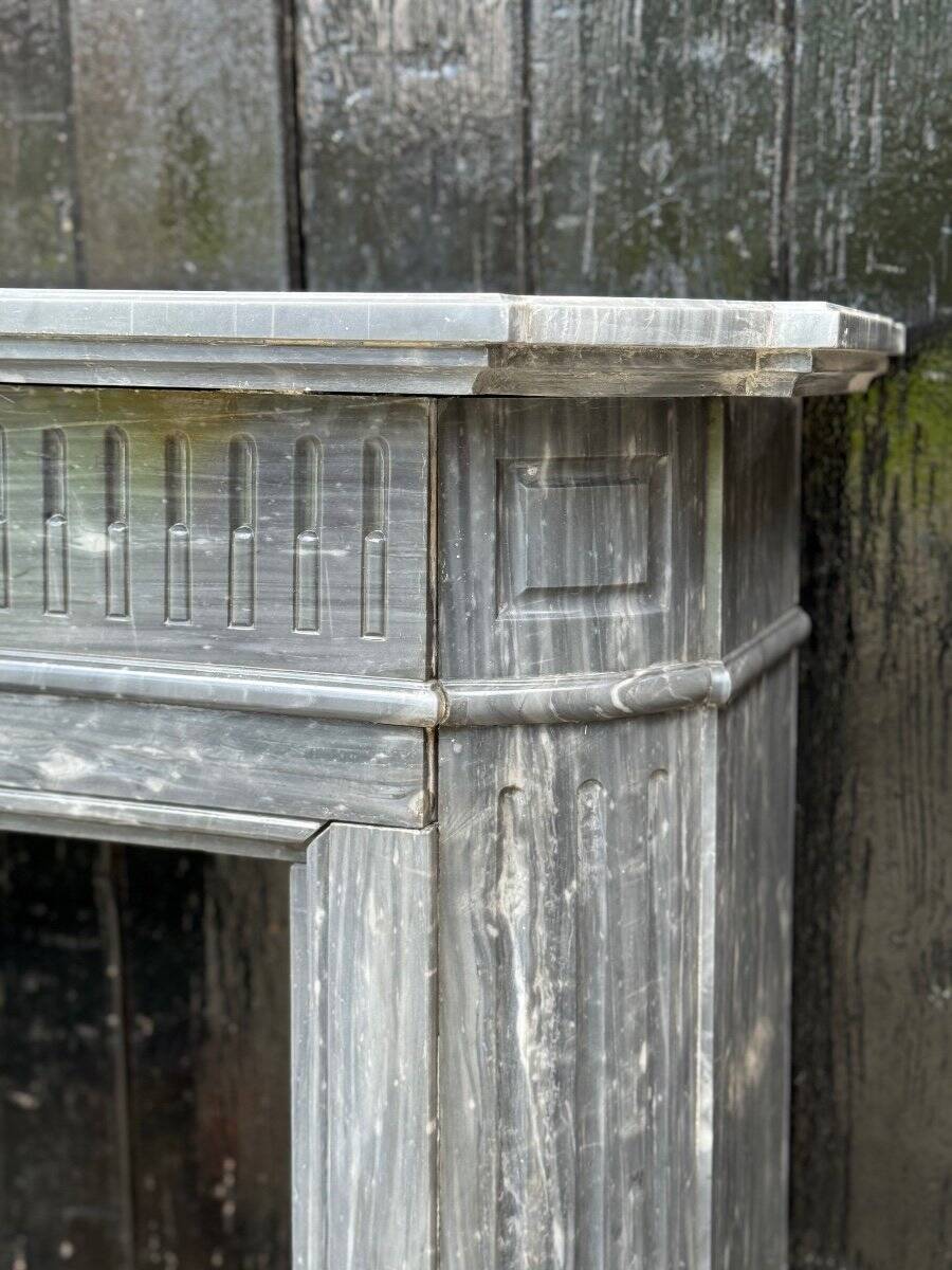 Half-moon Louis XVI Style Fireplace In Turquin Blue Marble Circa 1900